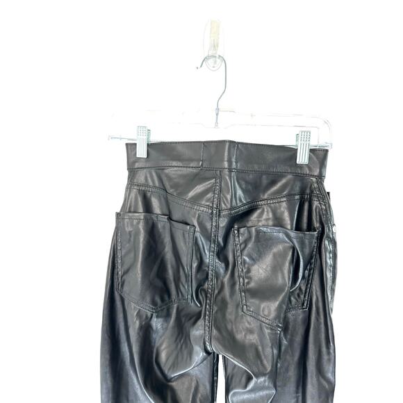 REVICE Black Faux Leather Punk Grunge Split Hem Straight Leg Pant Size 25 - Picture 10 of 14